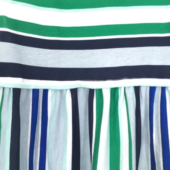 Joe Fresh Green White Striped Ruffled Sleeveless Peplum Top M - Picture 4 of 7